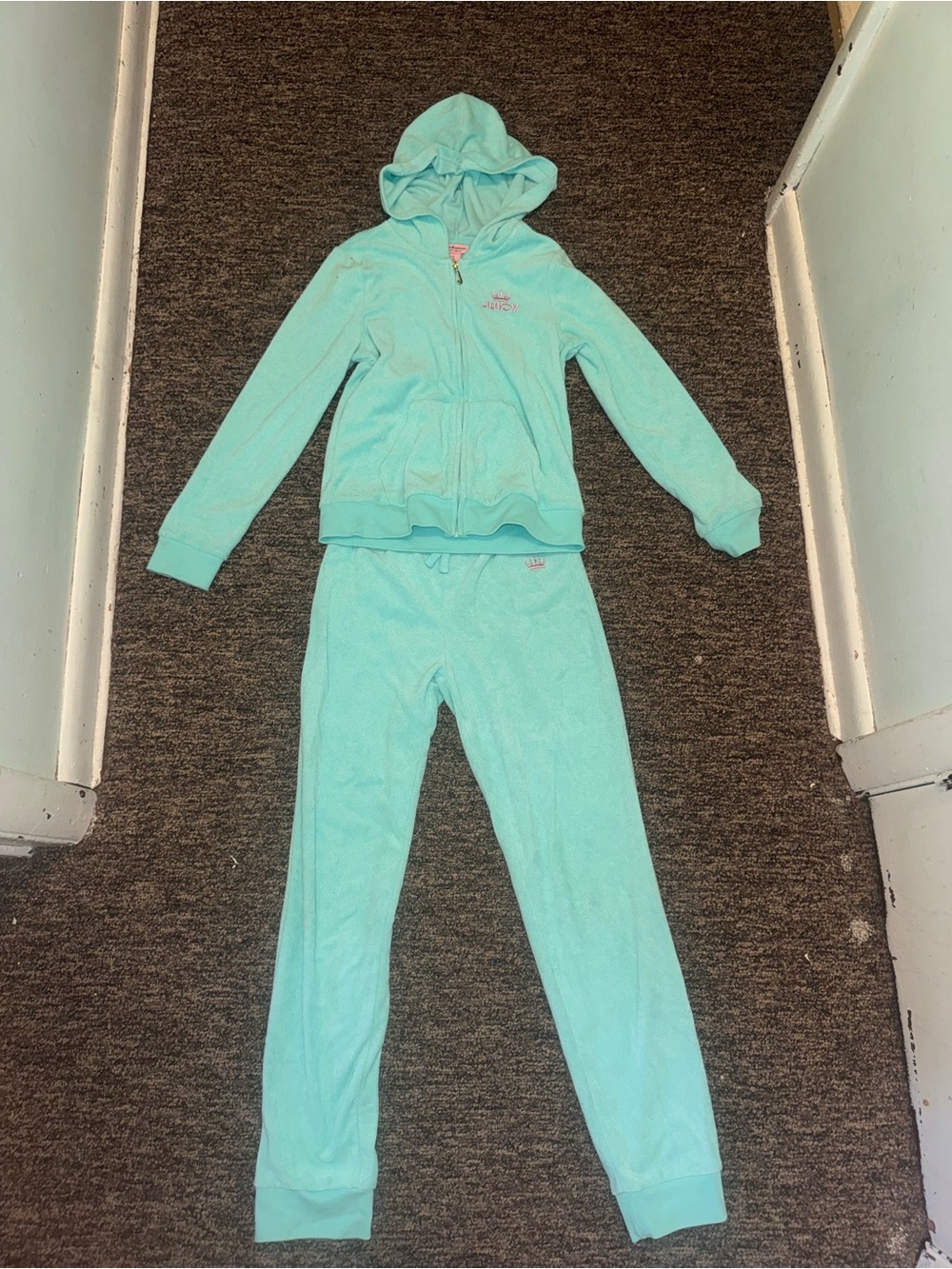 Aqua Velour Hoodie & Jogger Set